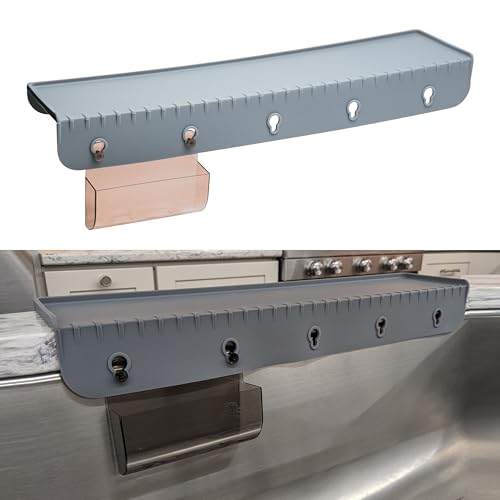 SiliProducts SiliSink XL Silicone Edge Guard for Kitchen Sink - Fits 3.75” - 4” Wide - The Original Silicone Sink Edge Protector with Sponge Caddy - Splash Guard, 20” Gray - color: Gray, size: 4in x 20in