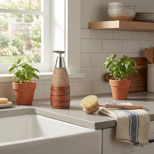 BOPPIE Ceramic Soap Dispenser, Modern Countertop Hand & Dish Soap Dispenser for Bathroom/Kitchen, Refillable Liquid Soap Bottle with Rust Proof Pump (Ceramic Style B) - color: Ceramic Style B