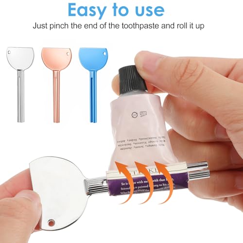 3PCS Metal Tube Squeezer Toothpaste Key Toothpaste Squeezer Tool Stainless Steel Dispenser Tube Squeezers Hand Cream Squeeze Key for Tubes Roller Set for Bathroom Cosmetic, Aids and Accessories