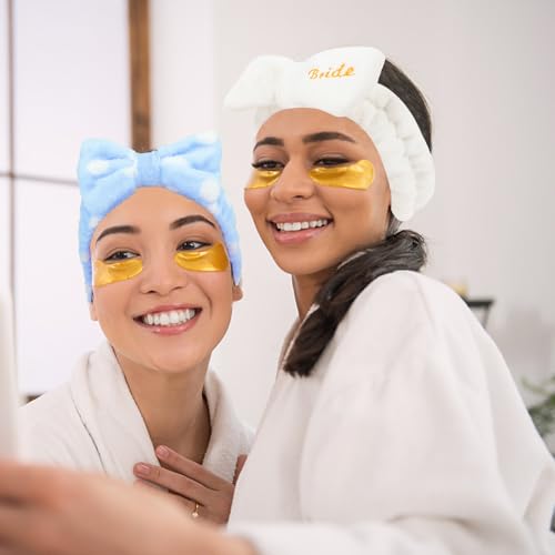 Semato Bachelorette Party Favor Set Bride & Bridesmaid Spa Headband for Women Gifts Party Supplies (1 bride+ 7 blue dot) - color: 1 bride+ 7 blue dot