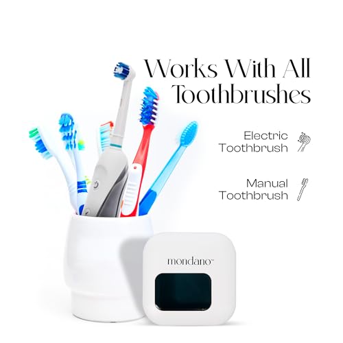 Mondano UV-C Toothbrush Sanitizer and Holder, Toothbrush Case - Manual/Electric Toothbrush Cover for Any Toothbrush Head - Rechargeable Toothbrush Travel Case, Tooth Brush Cover Cap for Home - color: Frost White