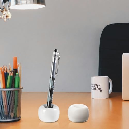 SheeChung Mini Ceramic Toothbrush Holder, Small Handmade Couple Toothbrush Stand for Bathroom Vanity Countertop Travel Camper, Bathroom Organizers and Storage, 2 Pack, White - color: White
