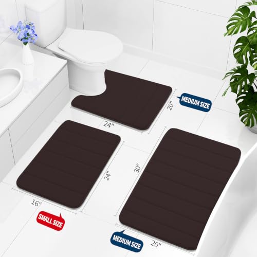 Buganda Memory Foam Bath Mat, 30" x 20", Ultra Soft Bathroom Rugs, Water Absorbent and Machine Washable Bath Rug for Bathroom, Shower, and Tub, Brown - color: Brown, size: 30" X 20"
