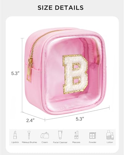 KOTORA Birthday Gifts for Mom - Initial Cute Pink Makeup Bag Pouch Gifts for Niece Sister Friend Female Her Mom | Birthday Gifts for Women Daughter Gifts | Cosmetic Travel Bag Weekend Bag - color: Pink, style: B