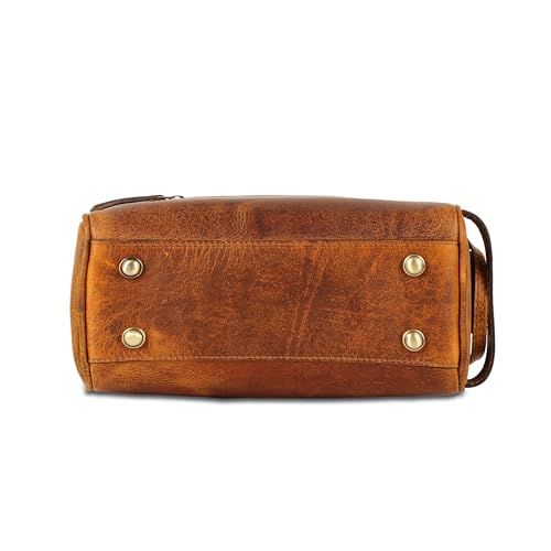KomalC Travel Toiletry Bag – Premium Leather Dopp Kit for Men & Women with Water-Resistant Lining & Spacious Zippered Organizer - style: 1 Zip Classic Tan