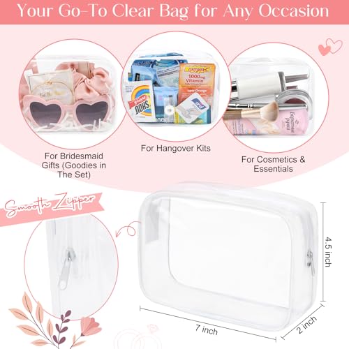 DEEKA 5 Pcs Bridesmaid Proposal Bag Set Gift Clear Makeup Toiletry Bag Bachelorette Party Favors Sunglasses Hair Claw Clips Scrunchies Knot Bracelets Bridal Wedding Party Gifts (Pink) - color: Pink, size: 1 Set
