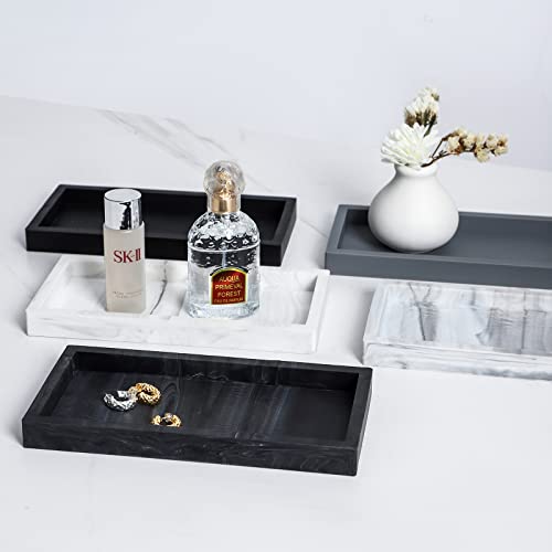 Small Bathroom Vanity Silicone Tray for Counter, Rectangle Dish Soap and Sponge Holder for Kitchen Sink, Perfume Organizer for Dresser, Marble Grey | Small, Thickened Silicone, Easy to Clean, Waterproof, Non-Slip, for Countertop, Kitchen, Bedroom, Dresser