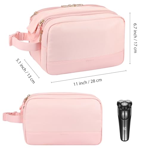 Voova Travel Toiletry Bag for Women, Hanging Dopp Kit Water Resistant Shaving Bag for Toiletries Accessories, Small Makeup Organizer Case for Traveling Essentials, Bathroom, Cosmetics, Pink - color: Pink