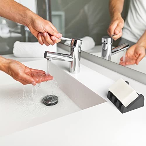Silicone Soap Dish (USA Patented) Self Draining Bar Soap Holder for Shower Bathroom Sink, Drying Soap Dish Tray Kitchen Sponge Holder Easy Cleaning Soap Saver Mat (Dark Grey, 1) - color: Dark Grey, 1