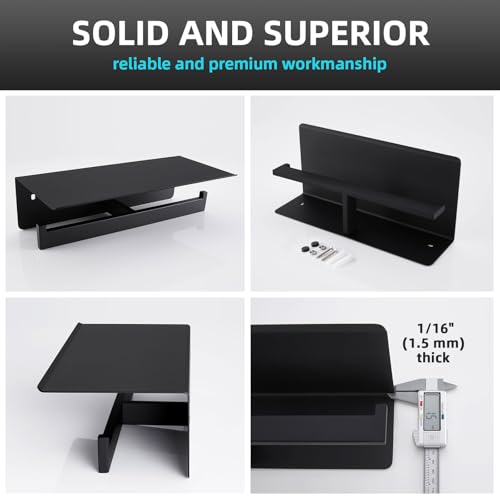 Angle Simple Matte Black Toilet Paper Holder with Shelf, 304 Stainless Steel Double Toilet Tissue Roll Holder for Wall - color: Matte Black, size: Double Rod
