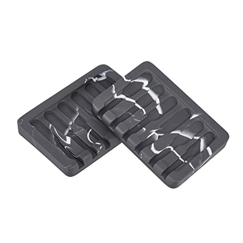INIUNIK Self Draining Soap Dish - Marble Look Soap Holder Tray Savers Box Container Sponge Holder for Bathroom Shower Kitchen, Black - color: Black-1 Pack