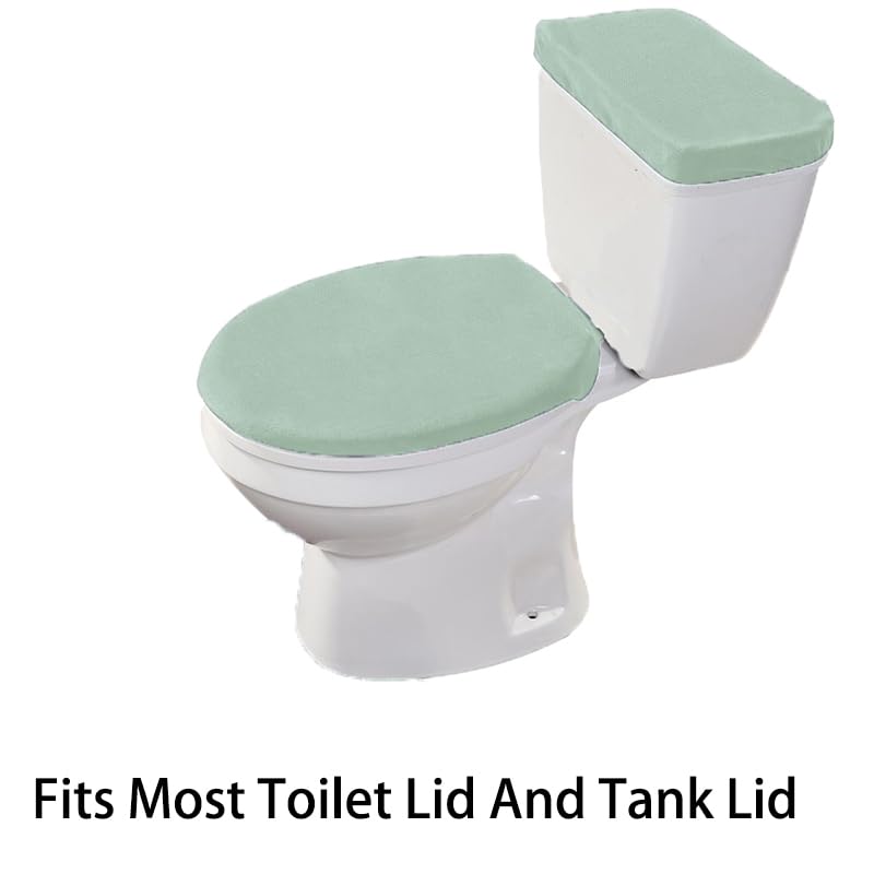 Madeals Memory Foam Bathroom Toilet Rug Set 4 Piece with Toilet Lid Cover and Tank Covers Teal Sage Green - color: Sage Green