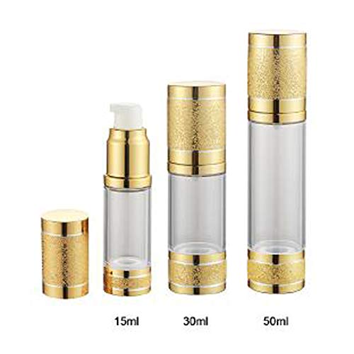 Tvoip 3Pcs/Lot 15ml 30ml 50ml Gold Pink Silver Glitter Diamond Airless Vacuum Bottles Luxury Emulsion Lotion Fragrance Perfume Spray Bottle (Gold) - color: Gold