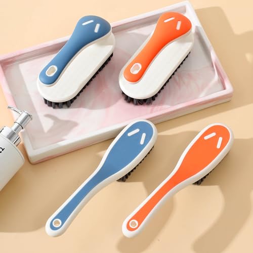 Soft Bristle Scrub Cleaning Brush Stain Remover Brush Fabric Cleaning Brush Laundry Brush Small Scrub Brush Cleaner Household Cleaning Brushes for Carpet, Clothes, Bathroom,Sneaker-2 Pack (Gray) - color: Gray