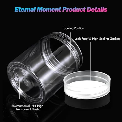Eternal Moment 36 Pack 3 OZ Plastic Jars Round Clear Cosmetic Container Jars with Clear Lids, Perfect for Lotion, Slime，Cream, Ointments, Makeup, Eye Shadow, Samples, Pot, Travel Storage - color: Clear Lid, size: 3 Ounce