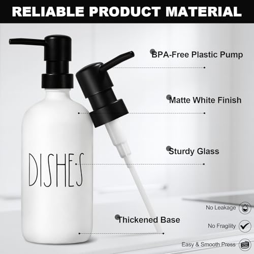 Kitchen Soap Dispenser Set,16.9 fl oz Hand and Dish Soap Dispensers with Tray, Kitchen Soap Dispenser Set with Sponge Holder, Instant Dry Tray,Kitchen Decor(White&Black) - color: White Bottle+black Pump