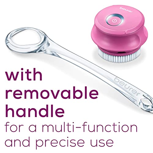 Beurer FC55 Electric Body Scrubber for Exfoliating and Massage, Waterproof for Showering, Cordless and Rechargeable, Spinning Skin Cleansing Brush with 2 Attachments - style: FC55 - Rechargeable, Removable Handle