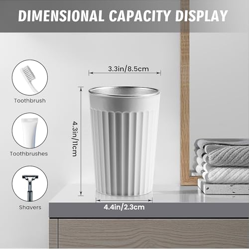 Toothbrush Holder for Bathroom-12oz Unbreakable Stainless Steel Bathroom Cup,Easy to Clean Toothbrush Cup, Reusable Bathroom Tumbler Cups for Home/School/Office(3" x 4.5") (Gray) - color: Gray