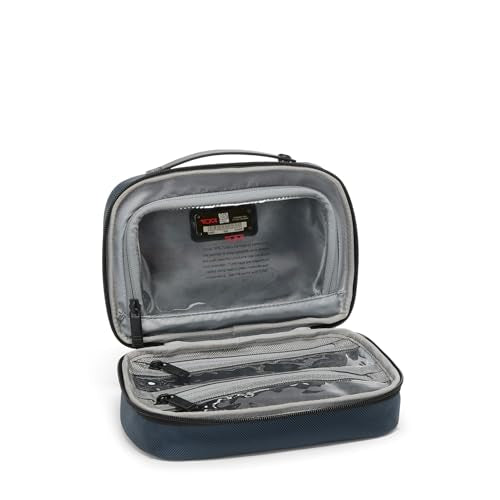 TUMI - Alpha Split Travel Kit - Compact Toiletry Bag for Men & Women - Features Removable Leather Handle & Clear Windows - Navy - color: NAVY