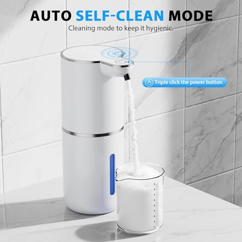 Fantictas Automatic Foaming Soap Dispenser Touchless, 4 Adjustable Levels | Foam Soap Dispenser 380ML, USB Charging Wall Mount for Kitchen & Bathroom, IPX5 Waterproof - color: White