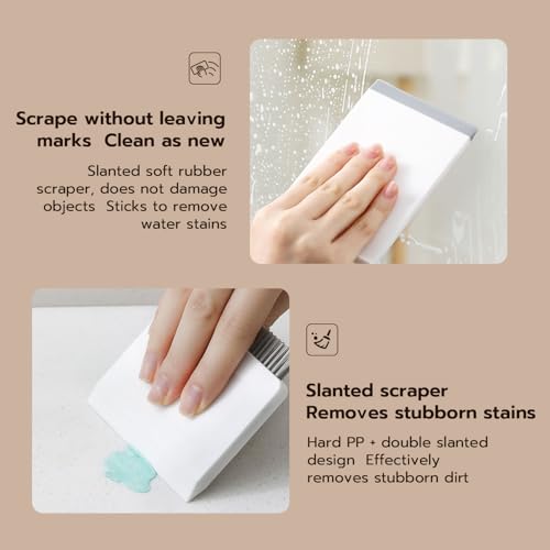 3-in-1 Triple-Purpose Cleaning Brush Set – Multi-Surface Scraper & Squeegee for Bathroom, Kitchen, Glass, Stove Grime & Tight Spaces