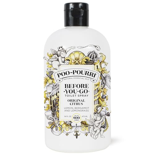 Poo-Pourri Before-You-Go Toilet Spray Refill, Original Citrus, 16 Fl Oz, Up to 800 Uses, Bathroom Odor Deodorizer with Essential Oils for Home or Work, Lemon, Bergamot and Lemongrass Scent - size: 16 Fl Oz (Pack of 1)