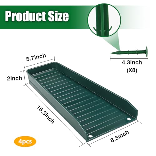 Rain-Gutter Downspout Splash Block - Gutter Downspout Extensions for Rainwater Drainage, Lader Downwards Design, 16" Fixable Downspout Extender with 8 Fixing PP Nails (4, Green) - color: Green, size: 4Pack