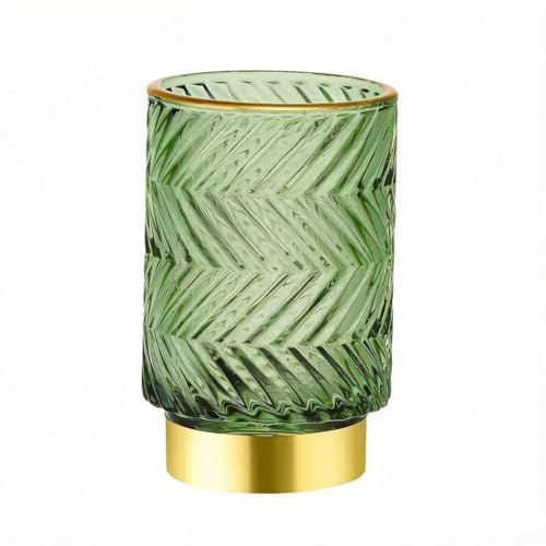 Makeup Brush Holder Organizer,Toothbrush Holders,Desk Pen Pencil Holder,Multifunctional Vintage Glass Brush Cup（A40-1-US） - color: Green