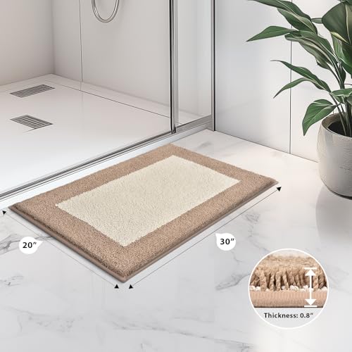 anllugs Bathroom Rugs 30" x 46", Non-Slip Extra Soft Absorbent Bath Rugs, Machine Washable Quick Dry Bath Mats for Bathroom Floor, Shower, Bathtub and Sink, Beige & Grayish Brown - color: Beige & Grayish Brown, size: 30" X 46"