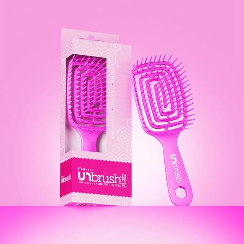 FHI Heat UNbrush Flex Detangling Brush — Ultra-Flexible, Pain-Free Hair Brush Detangler with DuoFlex Anti-Static Bristles for Removing Tangles, Massaging Scalp & Faster Styling - color: Pink