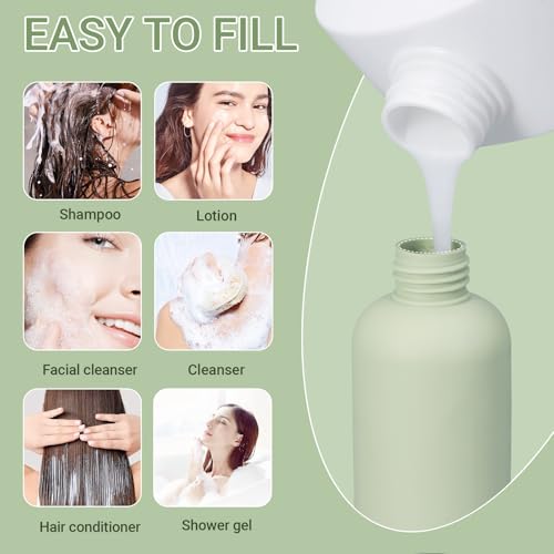6.8oz Travel Bottles for Toiletries, Empty Plastic Squeeze Bottles with Flip Cap, Lotion Container for Toiletries Travel Size Shampoo and Conditioner (3 pack Green) - color: Green, size: 6.8 oz