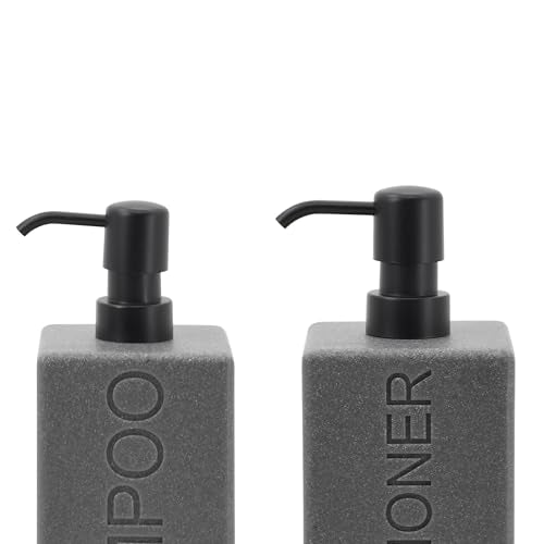 Rectangular Resin Dispenser Premium Bathroom Shampoo Conditioner Body Wash Bottle Modern Refillable Pump Design - color: Gray