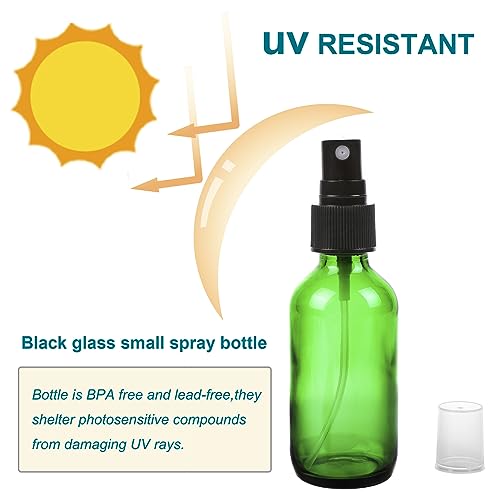 NOOEEISS Green Glass Small Spray Bottle 2 oz 24 Packs,Fine Mist Sprayer Small Clear Bottles,Refillable Containers mini spray bottles for Cleaning Solutions and Skin Care (Green 24pcs) - color: Green, size: 24Pack