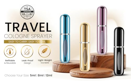 4 Pcs Refillable Perfume Atomizer, Travel Perfume Bottle Refillable and Leak-Proof, Portable Empty Cologne Atomizer, Mini Refillable Perfume Bottle for Pocket, Easy to Refill Decant Sprayer (8 ml) - size: 8 ml