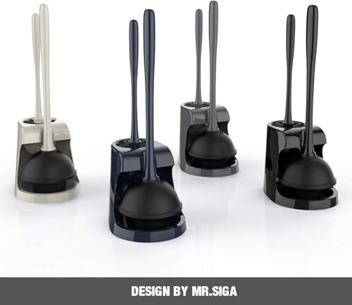 MR.SIGA Toilet Plunger and Bowl Brush Combo for Bathroom Cleaning, Gray, 2 Sets - color: Gray