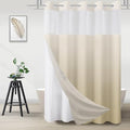 No Hook Shower Curtain with Snap in Liner, Ombre Beige Shower Curtains and Liner Set, Hotel Fabric Bath Curtain for Bathroom, Mesh Top Window Waterproof Washable, 71" x 74" - color: Ombre Beige, size: 71"W x 74"L (Pack of 1)