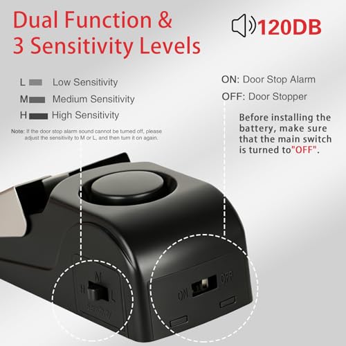 Portable Door Lock & Door Stop Alarm Set, Dual Protection Home Security Door Kit, Travel Hotel Lock Devices Pocket Self Defensey Tools for Traveling Hotel Home Apartment,Red - color: Red