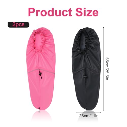 2pcs Large Adjustable Braids Shower Cap for Long Hair Waterproof Shower Caps for Women Men Reusable Extra Long Hair Bonnets for Dreadlocks Foldable Plastic Oversize Bath Hats (Pink, Black)