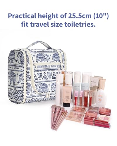 Narwey Hanging Toiletry Bag for Women Travel Makeup Bag Organizer Toiletries Bag for Cosmetics Essentials Accessories (Large, Elephant) - color: B-Elephant, size: Large