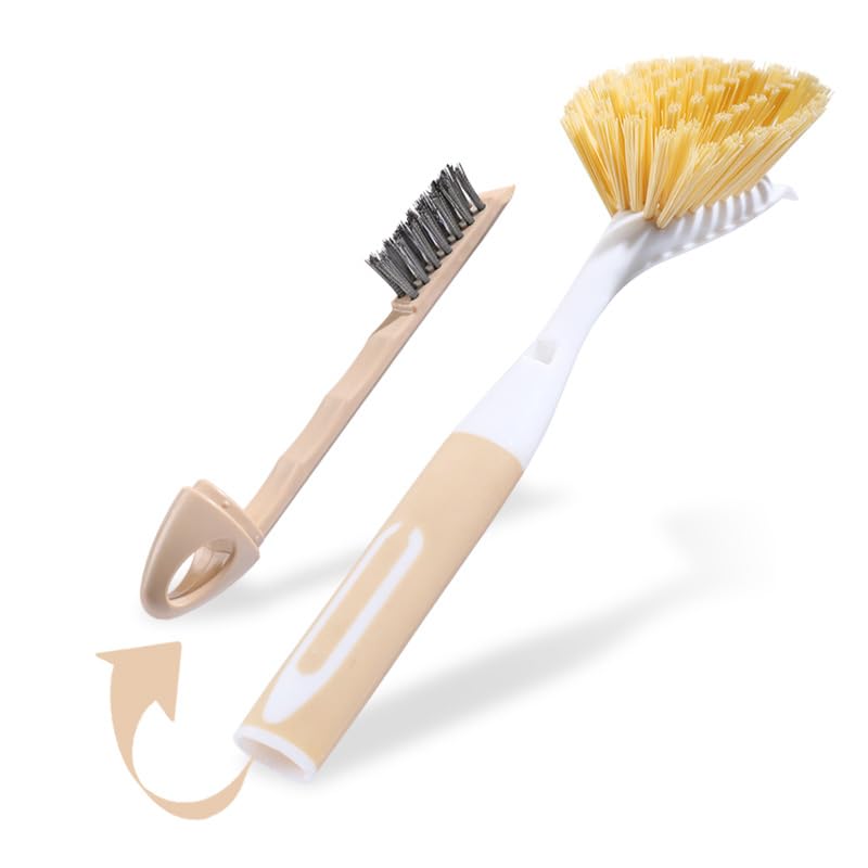 3 in 1 Dish Scrub Brush, Multipurpose Kitchen Cleaning Brush for Dishes, Pots, Pans, Sinks & Hard-to-reach areas - color: 3 in 1