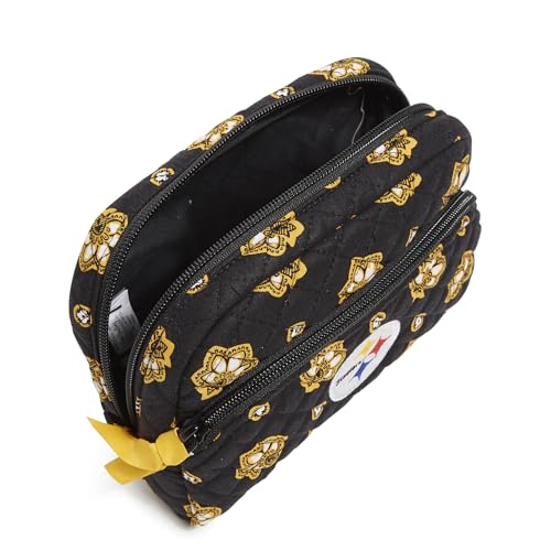 Vera Bradley Women's Cotton Nfl Medium Cosmetic Makeup Organizer Bag (Multiple Teams Available) - color: Black/Yellow Bandana with Pittsburgh Steelers, size: One Size