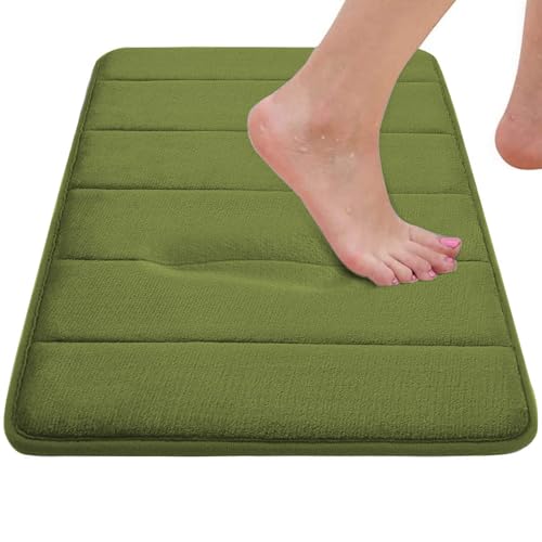 RUN HELIX Sage Green Bathroom Rugs Sets 3 Piece Memory Foam Non Slip Bath Mats for Bathroom Floor and U-Shaped Contour Toilet Rug, Soft Washable Bathrom Sets Mats and Rugs Sets for Toilet Shower Sink - color: Sage Green