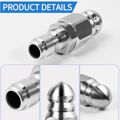 Sewer Jetter Nozzle,Stainless Steel,Drain Augers, Sewer Pipe Dredging and Cleaning Tools for Pipe Unclogging - Drain Clog Remover | Hair Clog Remover | Toilet Clog Remover （Type A） - style: A