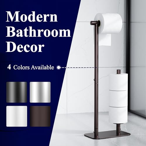 Kitsure Toilet Paper Holder Free Standing - Large Capacity Toilet Paper Holder for 4 Rolls, Rustproof Toilet Paper Stand with Non-Slip Stable Base, Brown, Medium - color: Brown, size: Medium - 1 Pack