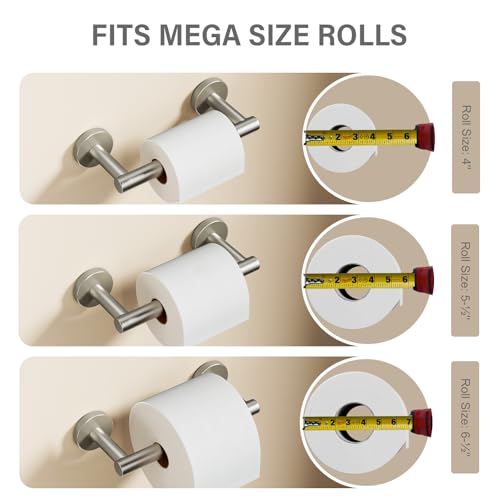 POKIM Brushed Nickel Toilet Paper Holder, Stainless Steel Double Post Pivoting Wall Mount Holder, Fits Mega Large/Jumbo Rolls, Commercial Bathroom Tissue Dispenser for Home & Commercial Use - color: Brushed Nickel, size: Classic