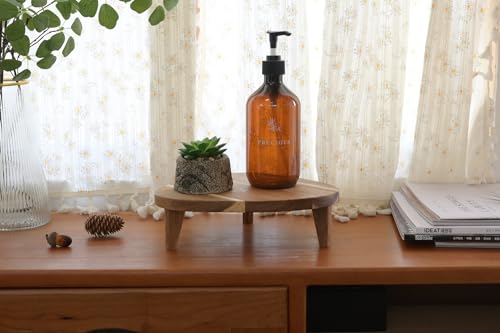 Acacia Wood Corner Pedestal Stand Triangle Decorative Farmhouse Wood Riser for Display Wooden Stand Soap Tray Candle Plant Holder Kitchen Bathroom Coffee Bar Counter Organizer