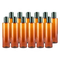Plastic Amber Bottles (Pack of 12) - 4oz Amber Plastic Bottle with Screw Caps; Used as Reusable Travel Bottle, Shampoo, Lotion, Body Wash Container - size: 4 oz 12 pack
