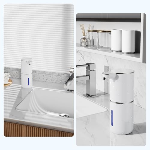 Fantictas Automatic Foaming Soap Dispenser Touchless, 4 Adjustable Levels | Foam Soap Dispenser 380ML, USB Charging Wall Mount for Kitchen & Bathroom, IPX5 Waterproof - color: White