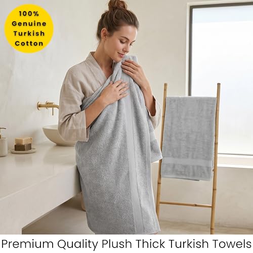 SALBAKOS 2-Piece 100% Turkish Cotton Extra Large Bath Towel 35x70 inch | Premium Hotel Quality Bath Sheet Towels | Thick, Soft, Absorbent, Oversized Bath & Beach Towels (Silver, 2 Bath Sheets) - color: Silver, size: 2 Bath Sheets