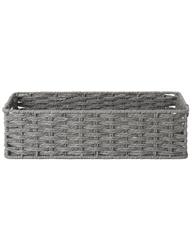 StorageWorks Toilet Tank Basket for Bathroom, Round Paper Rope Wicker Storage Basket Back of Toilet Tank Top, 14 ¼"L x 6 ¾"W x 3 ¾"H, 1 Pack - color: Grey, size: 14¼" L x 6¾" W x 3¾" H